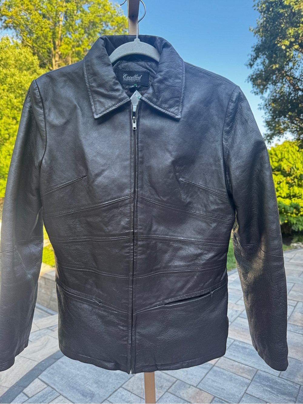 Vintage Women's Excelled Collection 100% Lamb Leather Jacket Dk Brown s Chevron